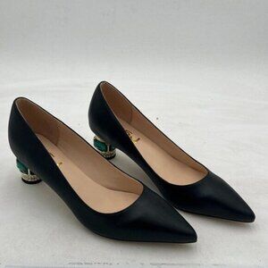 FSJ Women Bridal Pointed Toe Chunky Block Low Heel Crystal Pumps Slip on Wedding